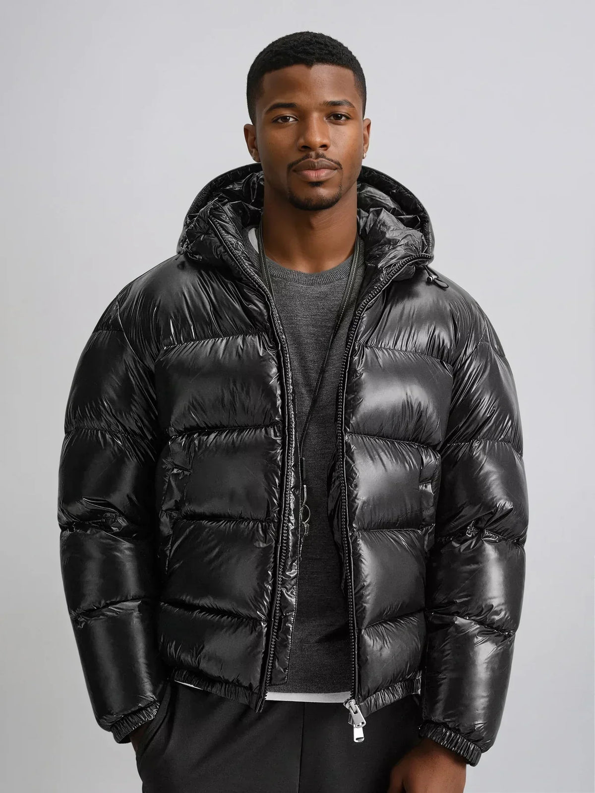 Schwarze Pufferjacke