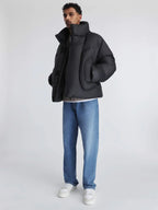 Black Roll Neck Puffer Jacket