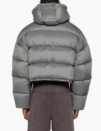 Gray high-neck down jacket