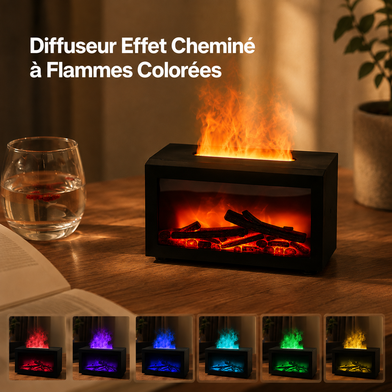 Diffuseur d'Arômes Effet Flamme — Ambiance Cheminée Cosy