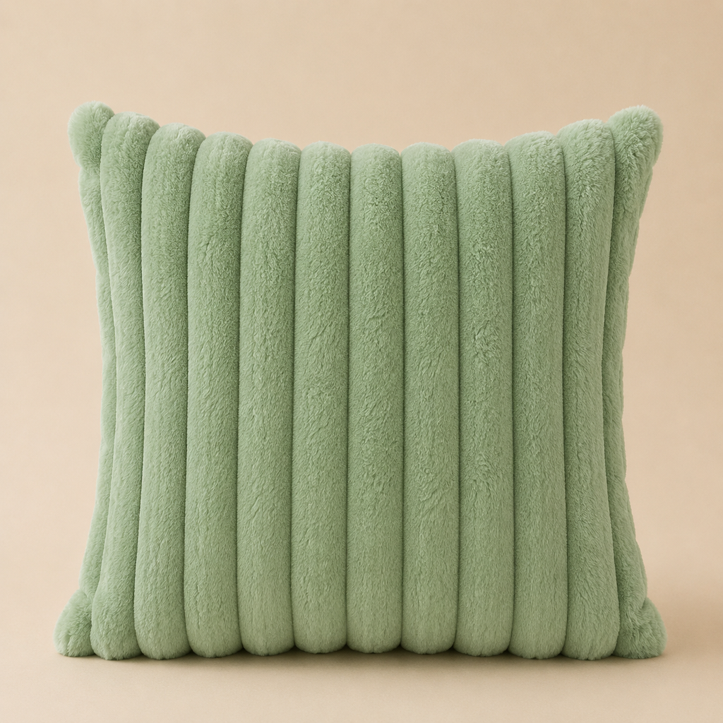 Taie d'Oreiller Velours Côtelé Rayée — Linge de Lit Cosy