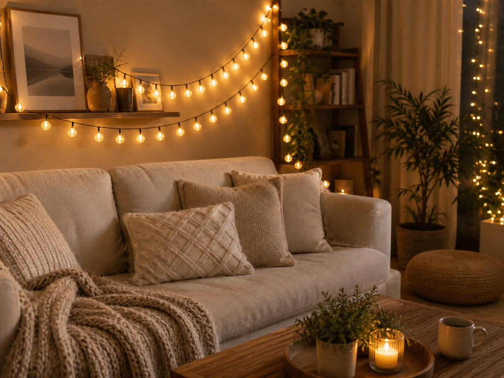 Guirlande Solaire Boules Dorées — Ambiance Lumineuse Chaleureuse