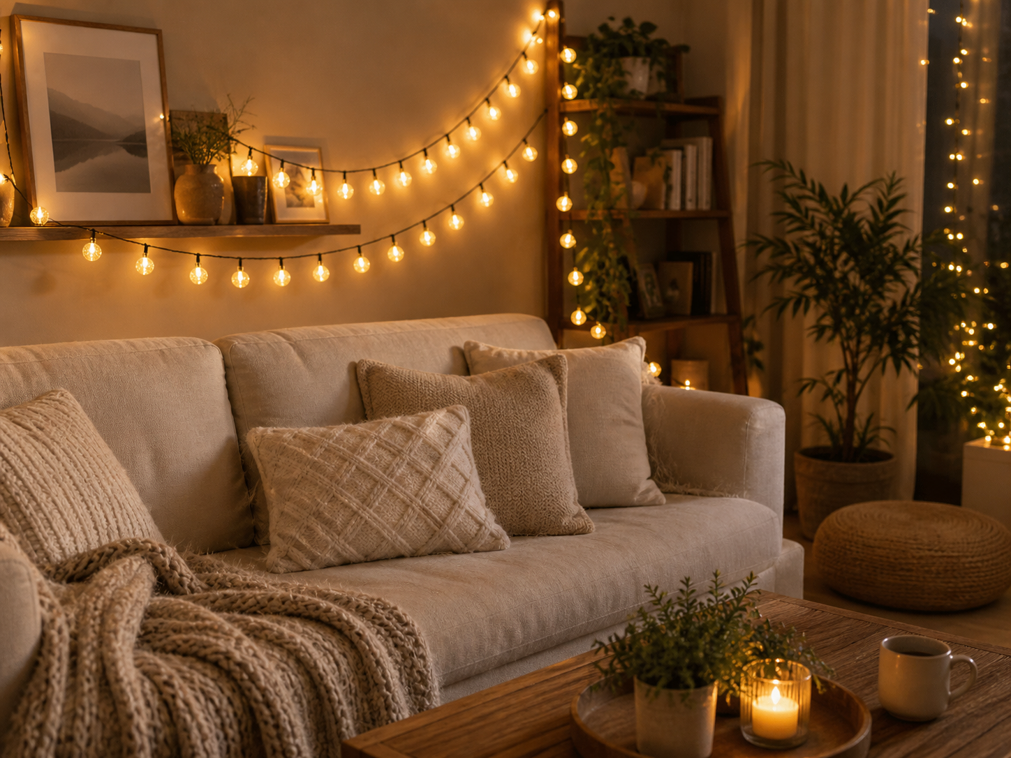 Guirlande Solaire Boules Dorées — Ambiance Lumineuse Chaleureuse