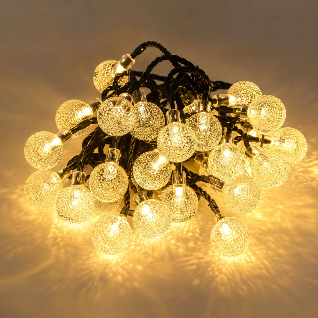 Guirlande Solaire Boules Dorées — Ambiance Lumineuse Chaleureuse