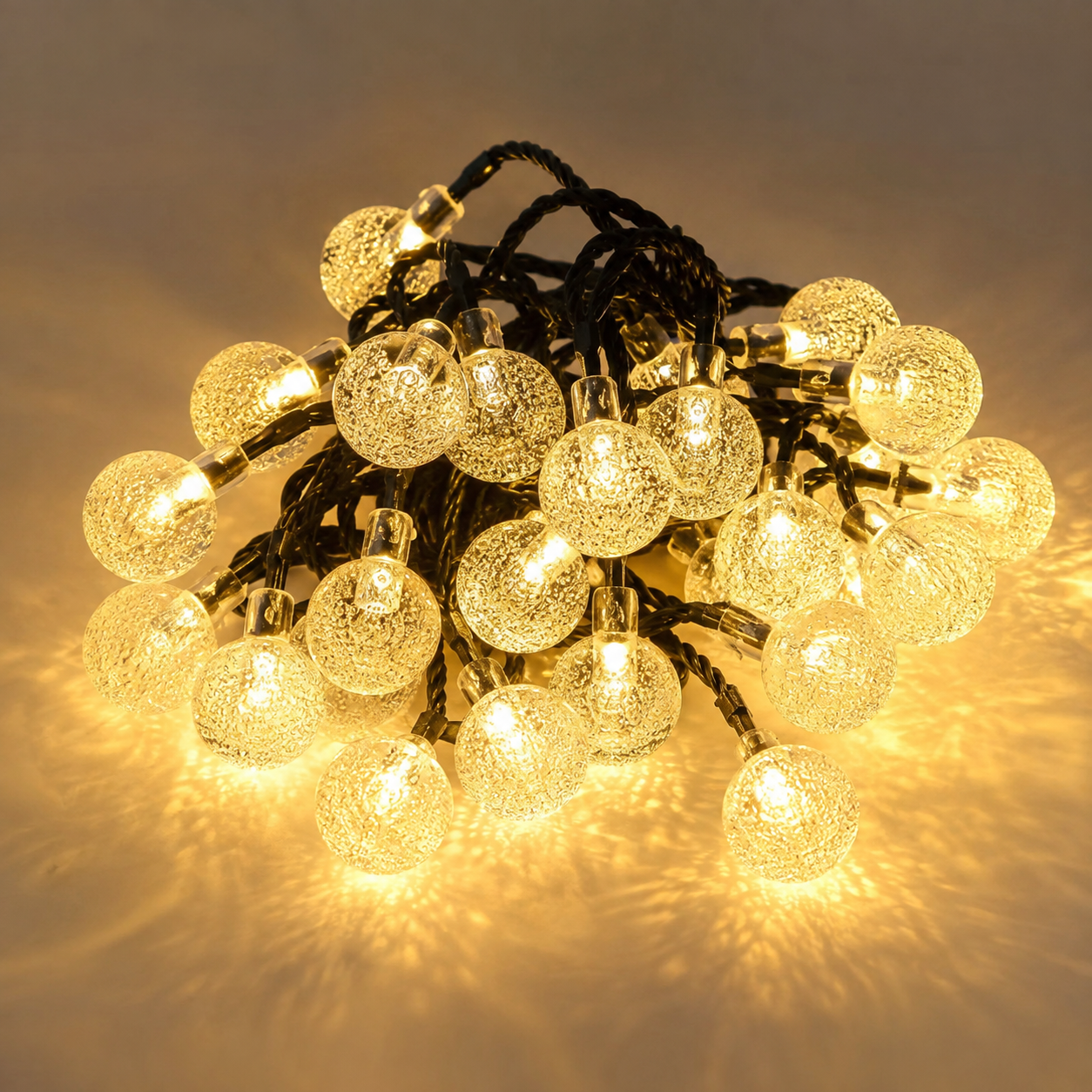 Guirlande Solaire Boules Dorées — Ambiance Lumineuse Chaleureuse