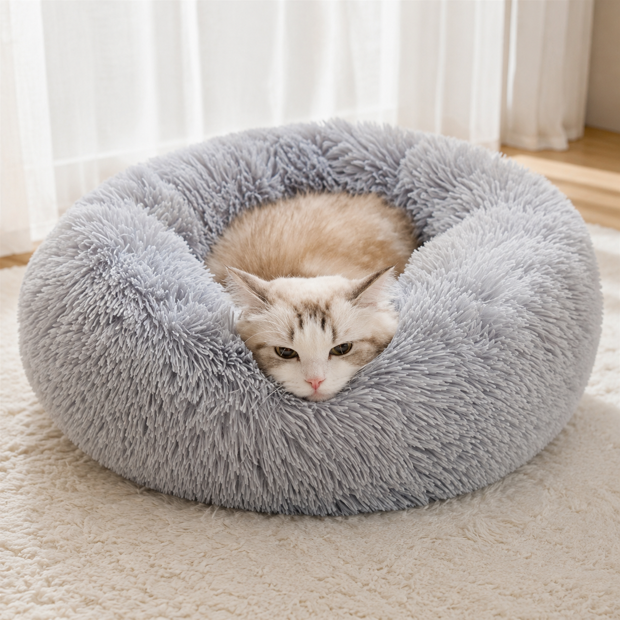 Coussin Donut pour Chat et Chien — Fausse Fourrure Cosy