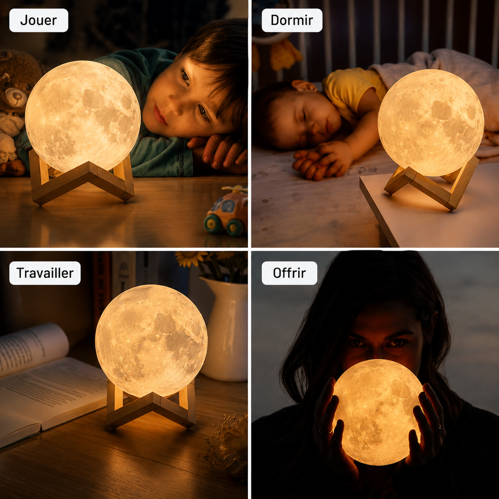 Veilleuse Lune LED — Lampe d'Ambiance Chambre