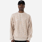 CROCO KNIT CREWNECK - BEIGE