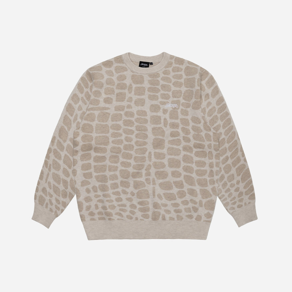 CROCO KNIT CREWNECK - BEIGE