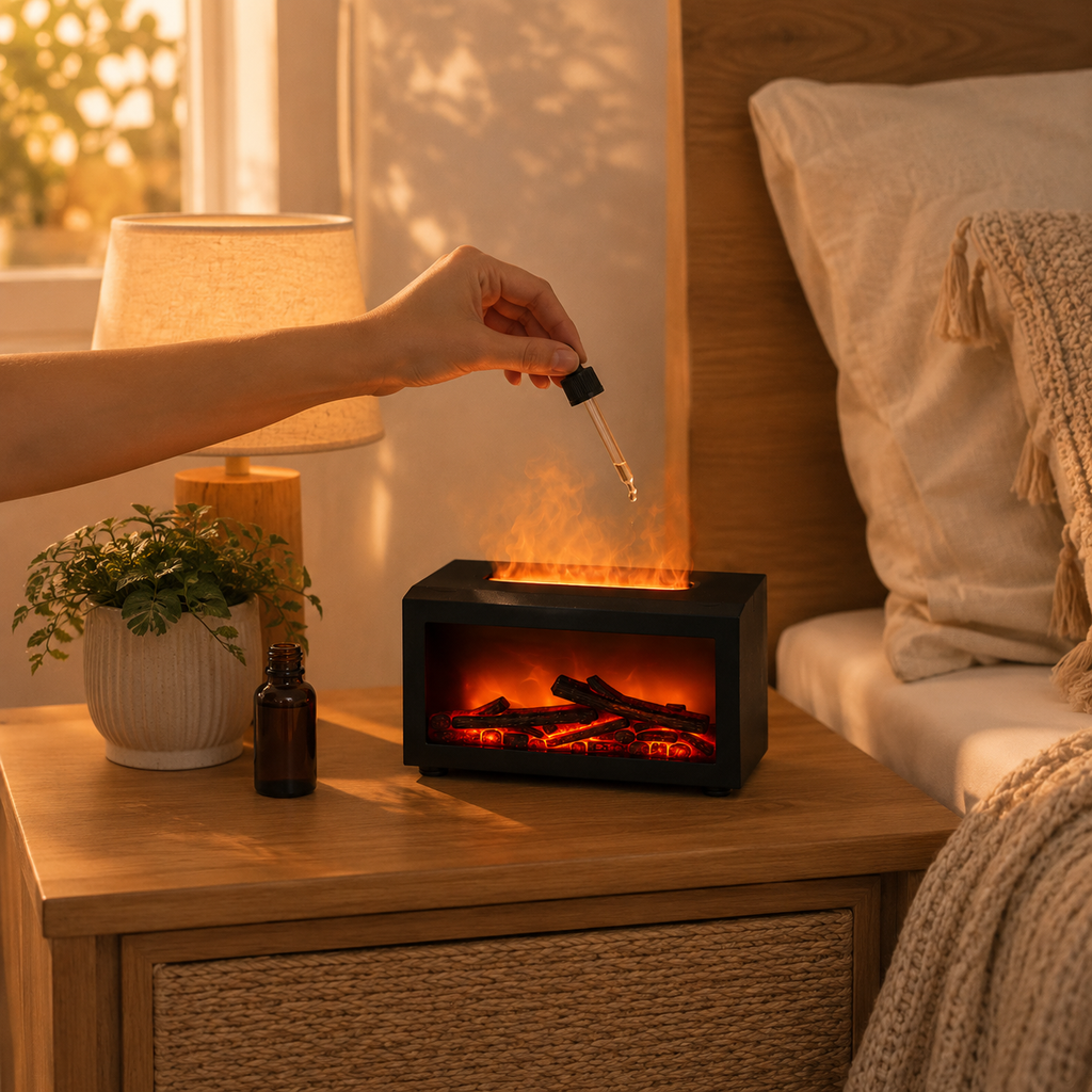 Diffuseur d'Arômes Effet Flamme — Ambiance Cheminée Cosy