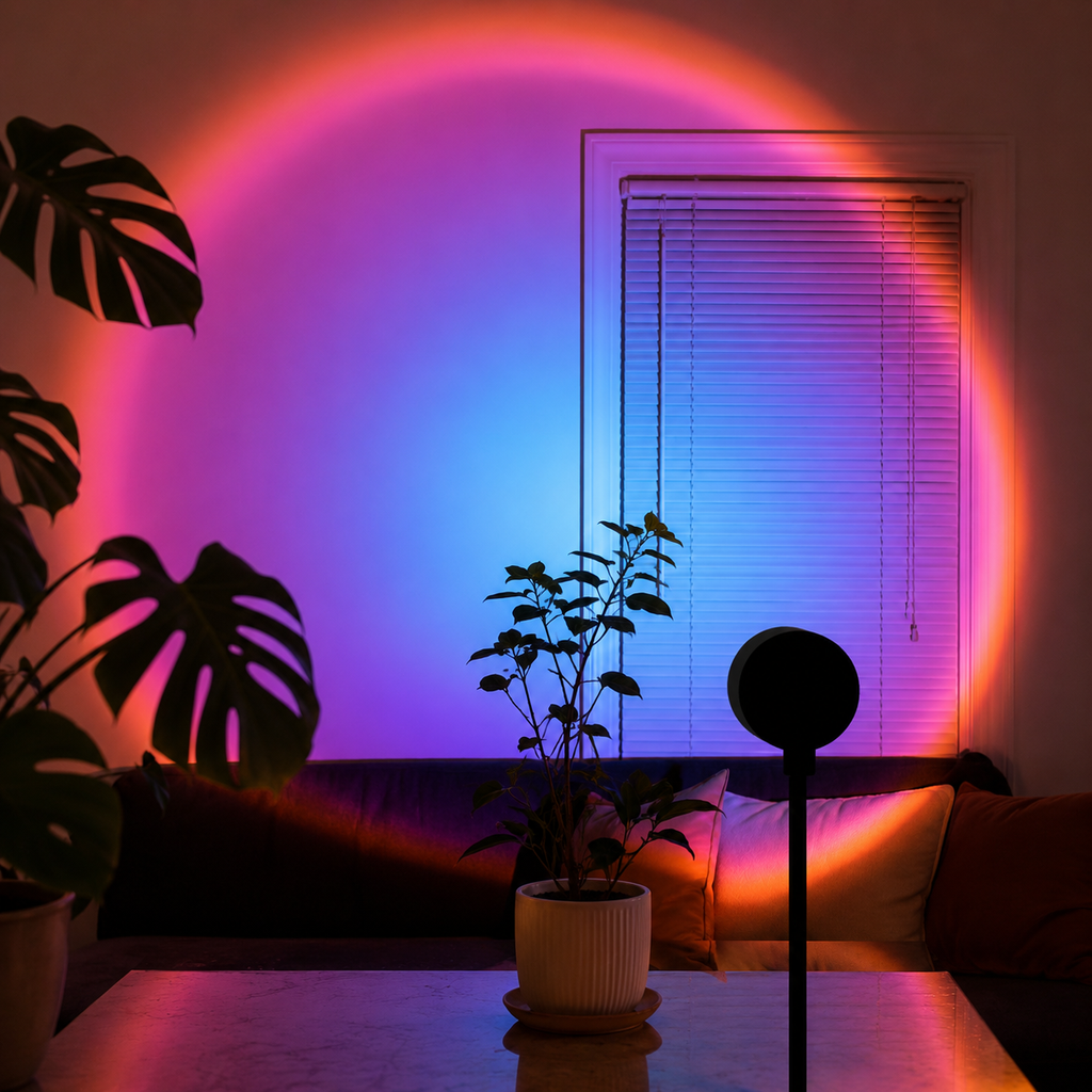 Lampe Projection Coucher de Soleil — Ambiance Golden Hour Apaisante