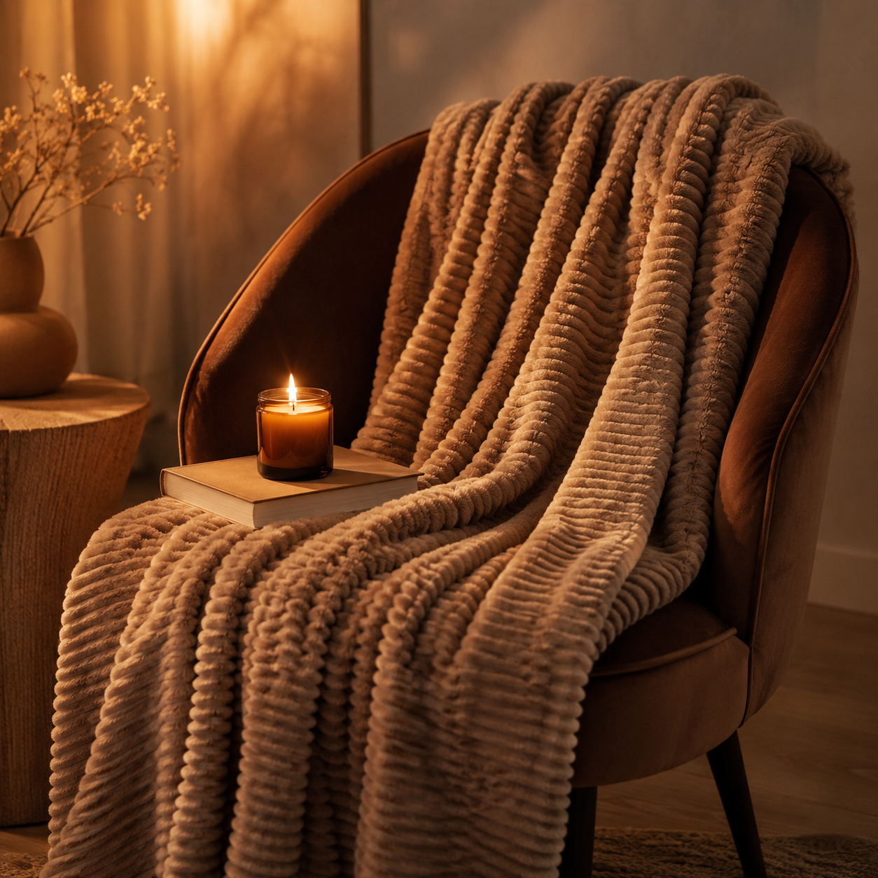 Plaid Douillet Rayures Texturées — Confort Cocooning Salon