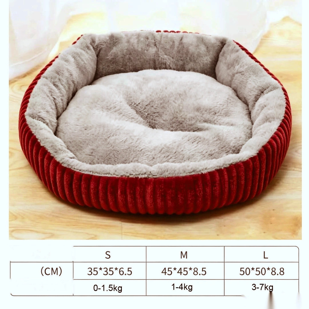 Panier Rond pour Chat Velours Côtelé — Cocon Douillet Félin