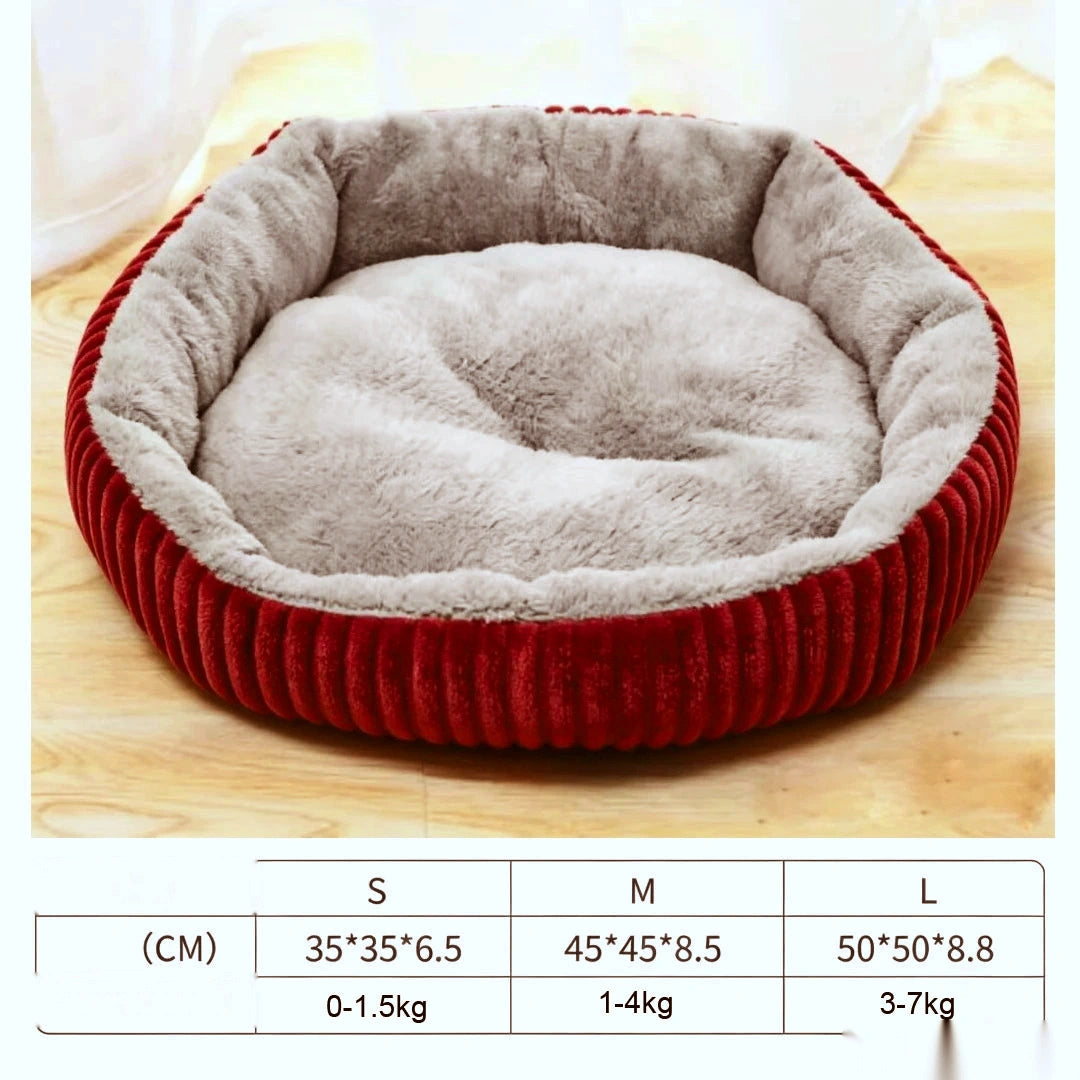 Panier Rond pour Chat Velours Côtelé — Cocon Douillet Félin