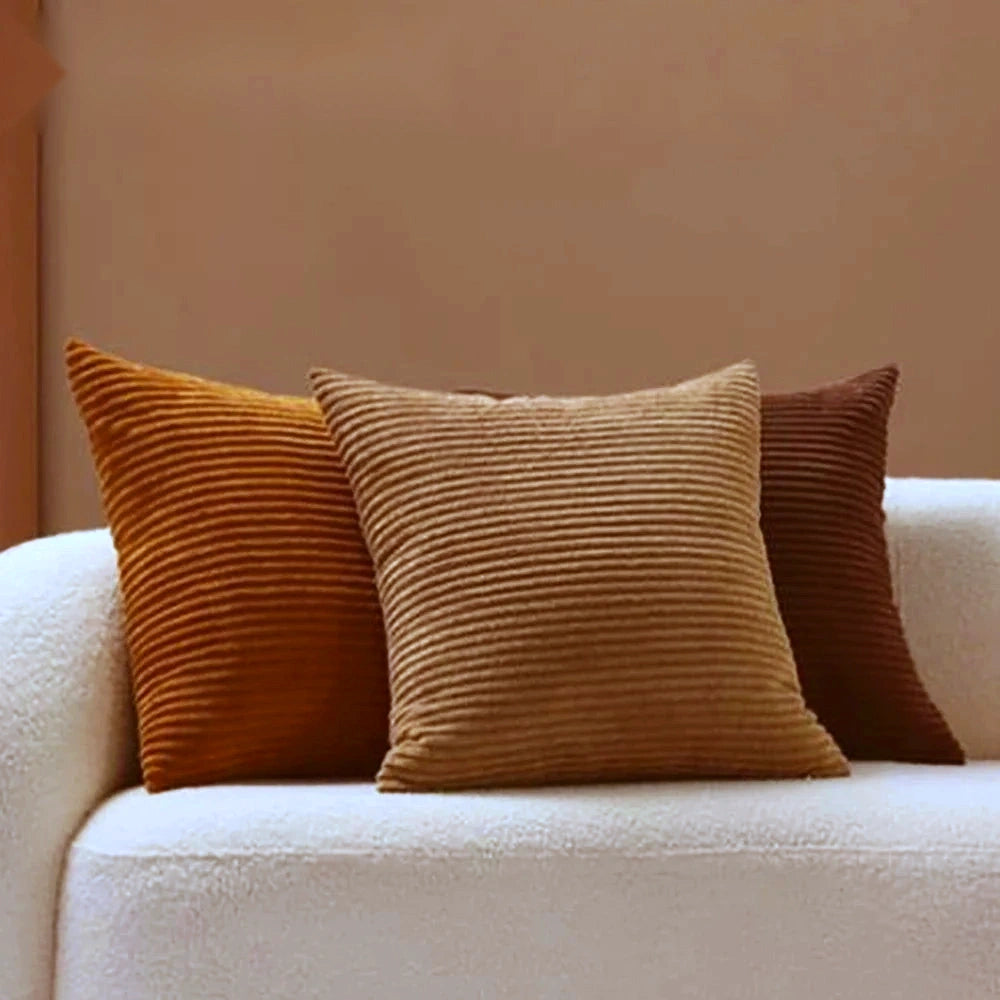 Housse de Coussin Côtelée Terracotta — Confort Cocooning Naturel