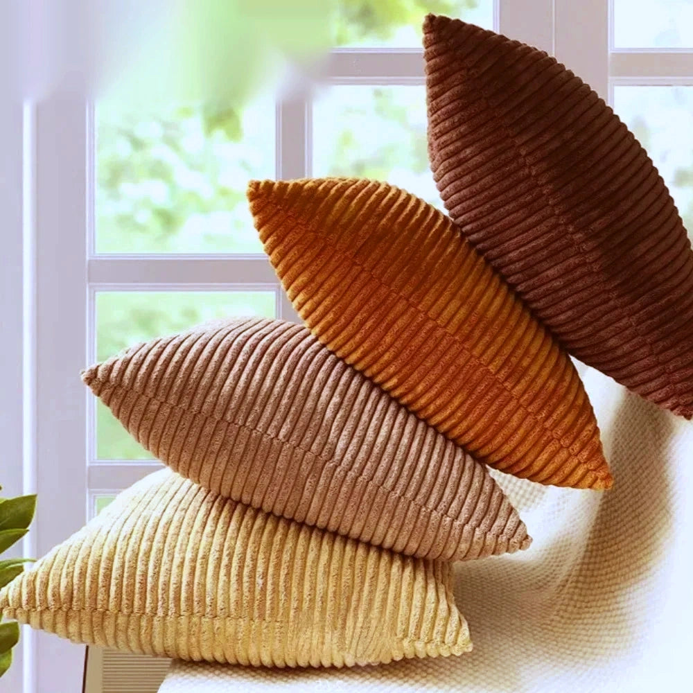 Housse de Coussin Côtelée Terracotta — Confort Cocooning Naturel