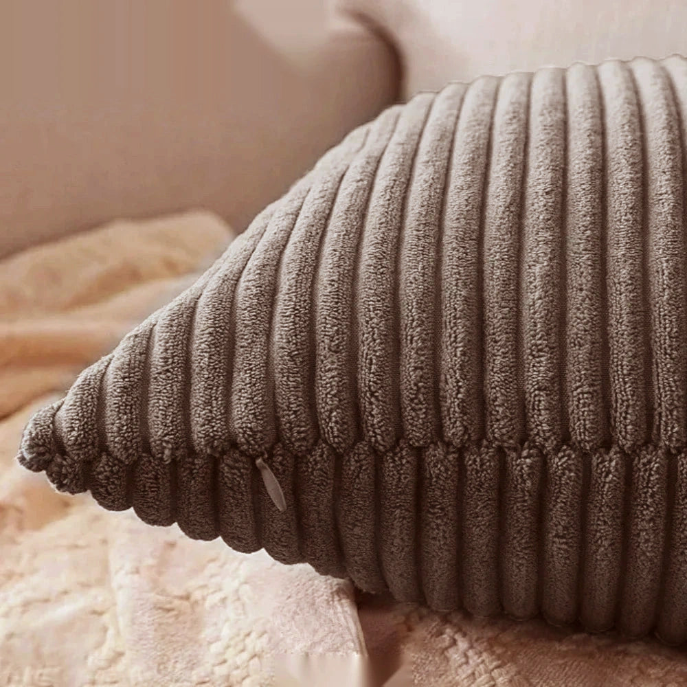 Housse de Coussin Côtelée Terracotta — Confort Cocooning Naturel