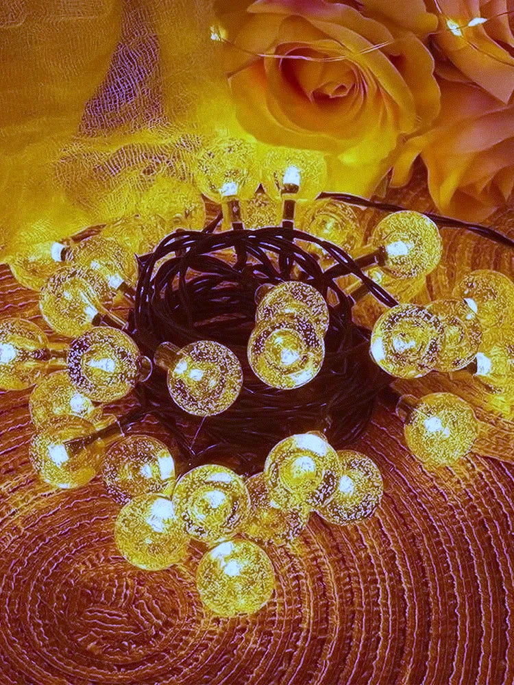 Guirlande Solaire Boules Dorées — Ambiance Lumineuse Chaleureuse